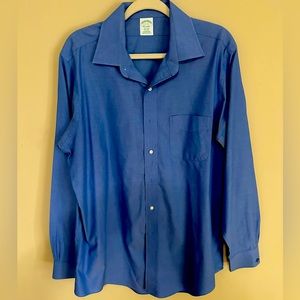 Brooks Brothers Milano style dark blue button-down dress shirt. Size 17/35